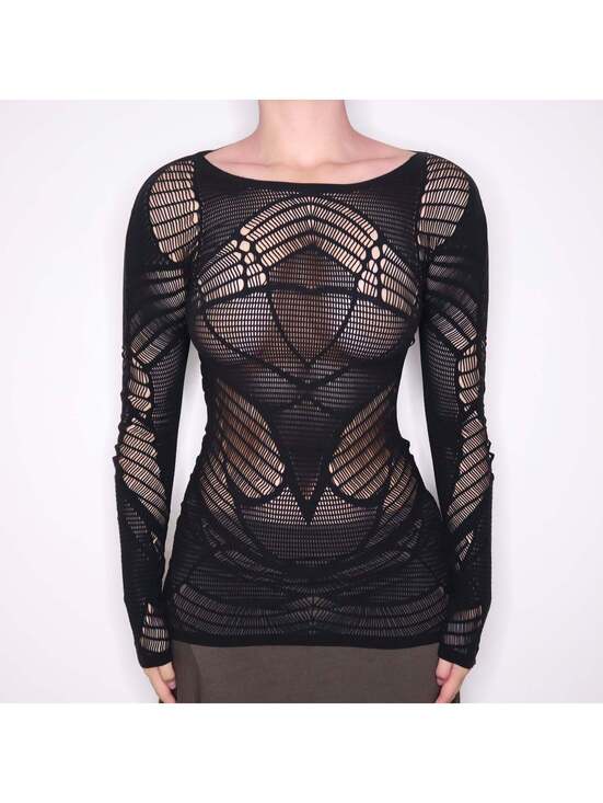 Tops - Modern WOLFORD Black Fishnet Long Sleeve Top (XS)
